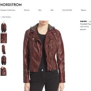 Free People Hooded Faux Leather Moto Jacket